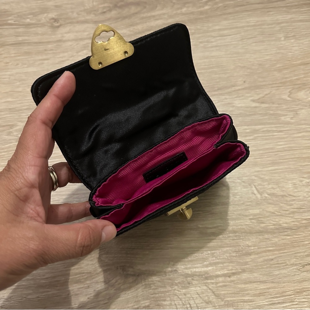 Talbots Black Quilted Sateen Crossbody Mini Wallet Purse - Picture 6 of 10